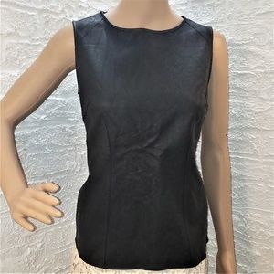 Cabi Black Faux Leather Style 506 Zipper Back Top